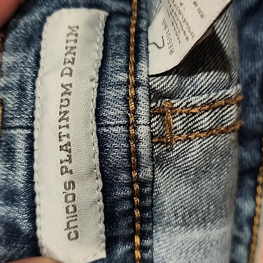 Chico's platinum denim size 12 (chico's) blue jean straight leg inseam 30 1/2 - Picture 5 of 6